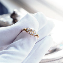 Load image into Gallery viewer, Antique Diamond Ring 18ct Gold, Victorian Two Row Boat Design - Birmingham 1897
