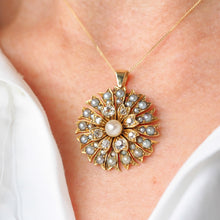 Load image into Gallery viewer, Antique Victorian Diamond and Pearl Necklace/Choker 15ct Gold Floral Design - c.1900
