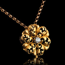 Load image into Gallery viewer, Antique Victorian French Diamond Pendant Necklace/Brooch 18ct Gold Floral Acanthus Design - 19th C.
