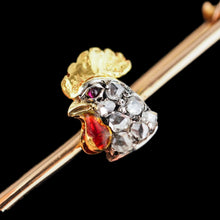 Load image into Gallery viewer, Antique Victorian Diamond and Ruby 15ct Gold Cockerel/Rooster/Chicken Brooch Pin - c.1890

