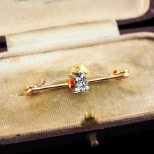 Load image into Gallery viewer, Antique Victorian Diamond and Ruby 15ct Gold Cockerel/Rooster/Chicken Brooch Pin - c.1890
