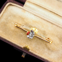 Load image into Gallery viewer, Antique Victorian Diamond and Ruby 15ct Gold Cockerel/Rooster/Chicken Brooch Pin - c.1890
