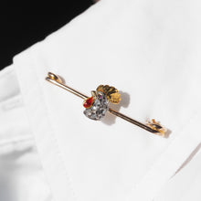 Load image into Gallery viewer, Antique Victorian Diamond and Ruby 15ct Gold Cockerel/Rooster/Chicken Brooch Pin - c.1890
