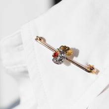Load image into Gallery viewer, Antique Victorian Diamond and Ruby 15ct Gold Cockerel/Rooster/Chicken Brooch Pin - c.1890
