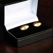 Load image into Gallery viewer, Antique Victorian 14ct Gold Cufflinks with Rose Cut Diamond - c.1890

