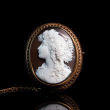 Load image into Gallery viewer, Antique Victorian 18ct Gold Shell Cameo Brooch with Figural Maenad/Bacchante - c.1860
