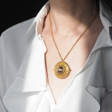 Load image into Gallery viewer, Spectacular Antique Victorian Etruscan Style 15ct Gold Rock Crystal Cabochon Pendant Necklace - c.1870
