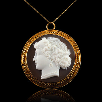Antique Victorian Cameo 18ct Gold Brooch/Pendant Necklace
