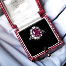 Load image into Gallery viewer, Fabulous Antique Victorian Rubellite/Pink Tourmaline &amp; Diamond Cluster Ring - c.1880
