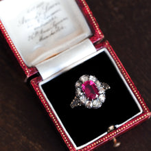 Load image into Gallery viewer, Fabulous Antique Victorian Rubellite/Pink Tourmaline &amp; Diamond Cluster Ring - c.1880
