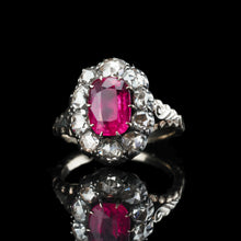 Load image into Gallery viewer, Fabulous Antique Victorian Rubellite/Pink Tourmaline &amp; Diamond Cluster Ring - c.1880
