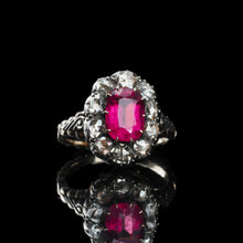 Load image into Gallery viewer, Fabulous Antique Victorian Rubellite/Pink Tourmaline &amp; Diamond Cluster Ring - c.1880
