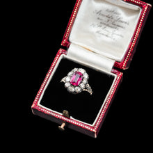 Load image into Gallery viewer, Fabulous Antique Victorian Rubellite/Pink Tourmaline &amp; Diamond Cluster Ring - c.1880
