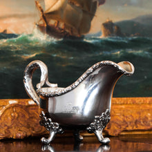 Load image into Gallery viewer, Rare Antique Victorian Sterling Silver Naturalistic Sauce Boat with Fabulous Acorn Design - London 1881
