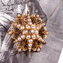 Load image into Gallery viewer, Antique Victorian 18ct Gold Diamond Pearl Star Necklace/Pendant/Brooch - c.1890
