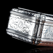 Load image into Gallery viewer, Antique Solid Silver Table Snuff Box, Cartouche Shape and Engraved - Edward Smith 1854
