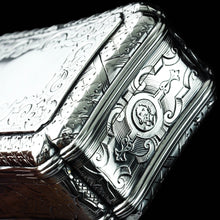 Load image into Gallery viewer, Antique Solid Silver Table Snuff Box, Cartouche Shape and Engraved - Edward Smith 1854
