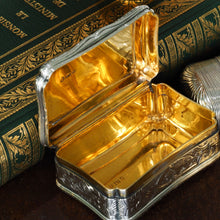 Load image into Gallery viewer, Antique Solid Silver Table Snuff Box, Cartouche Shape and Engraved - Edward Smith 1854

