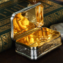 Load image into Gallery viewer, Antique Solid Silver Table Snuff Box, Cartouche Shape and Engraved - Edward Smith 1854
