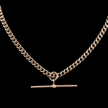 Antique 9ct Gold Albert Chain with T Bar 41cm Birmingham c