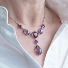 Load image into Gallery viewer, Antique Amethyst Necklace with Riviere/Drop Design 9K Gold c.1900

