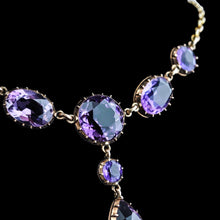 Load image into Gallery viewer, Antique Amethyst Necklace with Riviere/Drop Design 9K Gold c.1900
