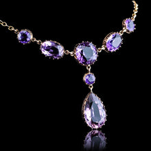 Load image into Gallery viewer, Antique Amethyst Necklace with Riviere/Drop Design 9K Gold c.1900
