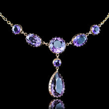 Load image into Gallery viewer, Antique Amethyst Necklace with Riviere/Drop Design 9K Gold c.1900
