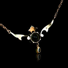 Load image into Gallery viewer, Antique Edwardian Peridot &amp; Pearl Necklace 9K Gold Art Nouveau c.1900
