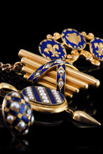 Load image into Gallery viewer, Antique Victorian 18K Gold Rose Cut Diamond &amp; Blue Enamel Pendant - c.1880
