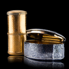 Load image into Gallery viewer, Antique French Solid Silver Niello Table Snuff Box - c.1880
