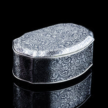 Load image into Gallery viewer, Antique French Solid Silver Niello Table Snuff Box - c.1880
