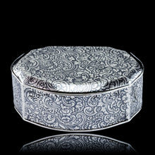Load image into Gallery viewer, Antique French Solid Silver Niello Table Snuff Box - c.1880
