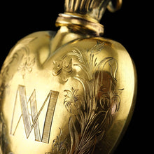 Load image into Gallery viewer, Antique Silver Gilt Heart Perfume Scent Bottle Flask - French 19th c.
