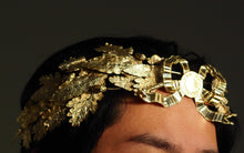 Load image into Gallery viewer, Antique French Solid Silver Gilt Crown Foliate Wreath with Laurel/Acorn Leaves 19th Century.
