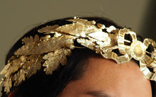 Load image into Gallery viewer, Antique French Solid Silver Gilt Crown Foliate Wreath with Laurel/Acorn Leaves 19th Century.
