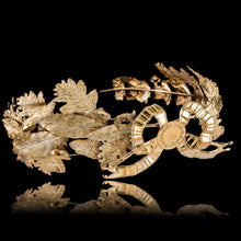 Load image into Gallery viewer, Antique French Solid Silver Gilt Crown Foliate Wreath with Laurel/Acorn Leaves 19th Century.

