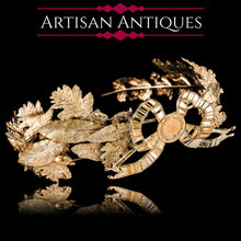 Load image into Gallery viewer, Antique French Solid Silver Gilt Crown Foliate Wreath with Laurel/Acorn Leaves 19th Century.
