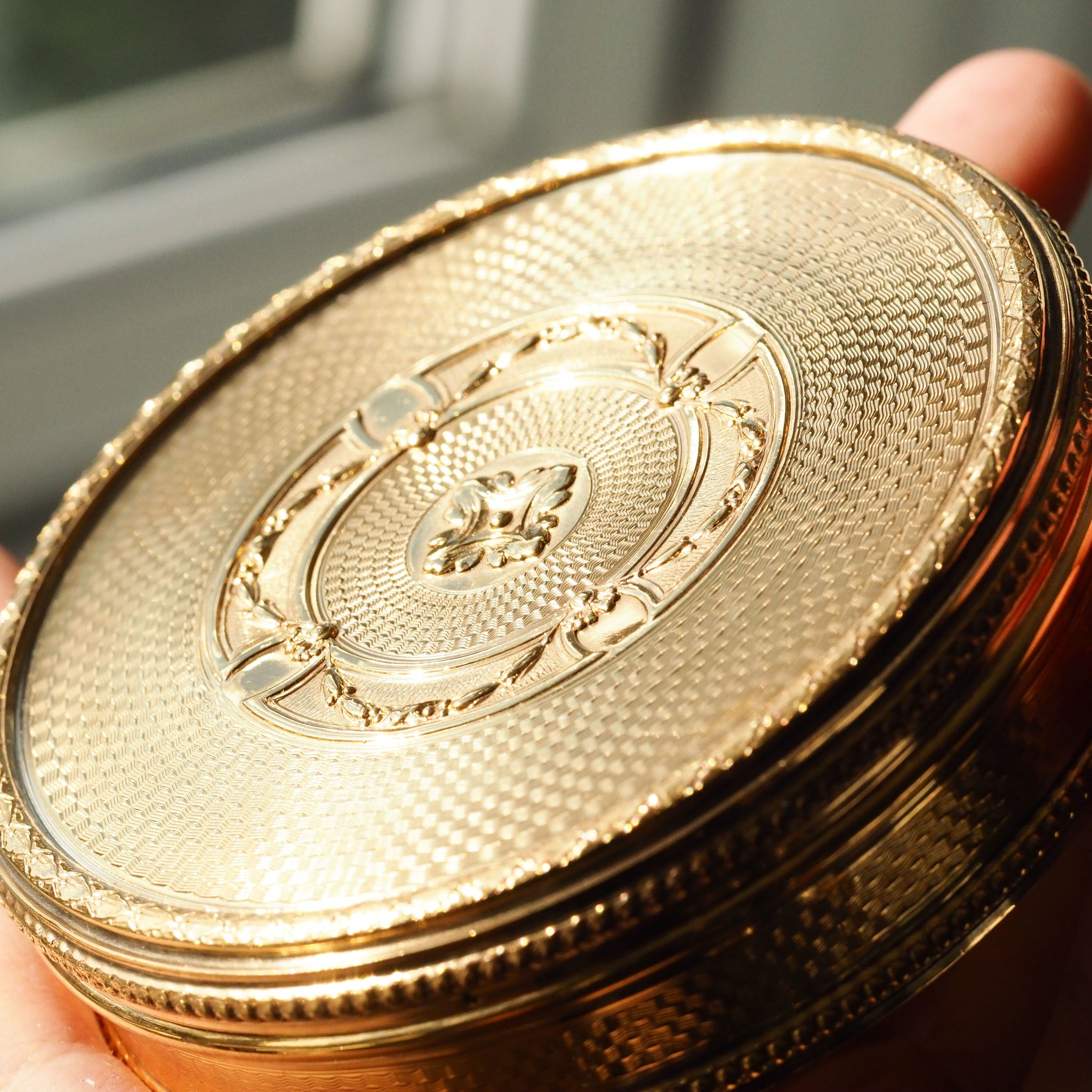Antique French Large Solid Silver Gilt Circular Snuff Box/Tobacco Box ...