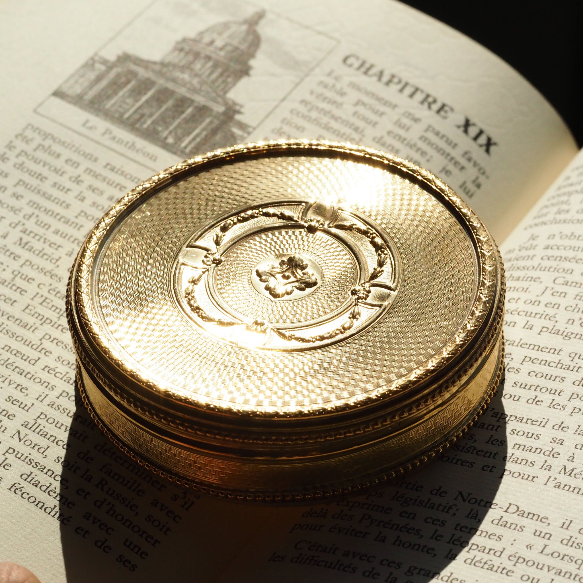 Antique French Large Solid Silver Gilt Circular Snuff Box/Tobacco Box ...