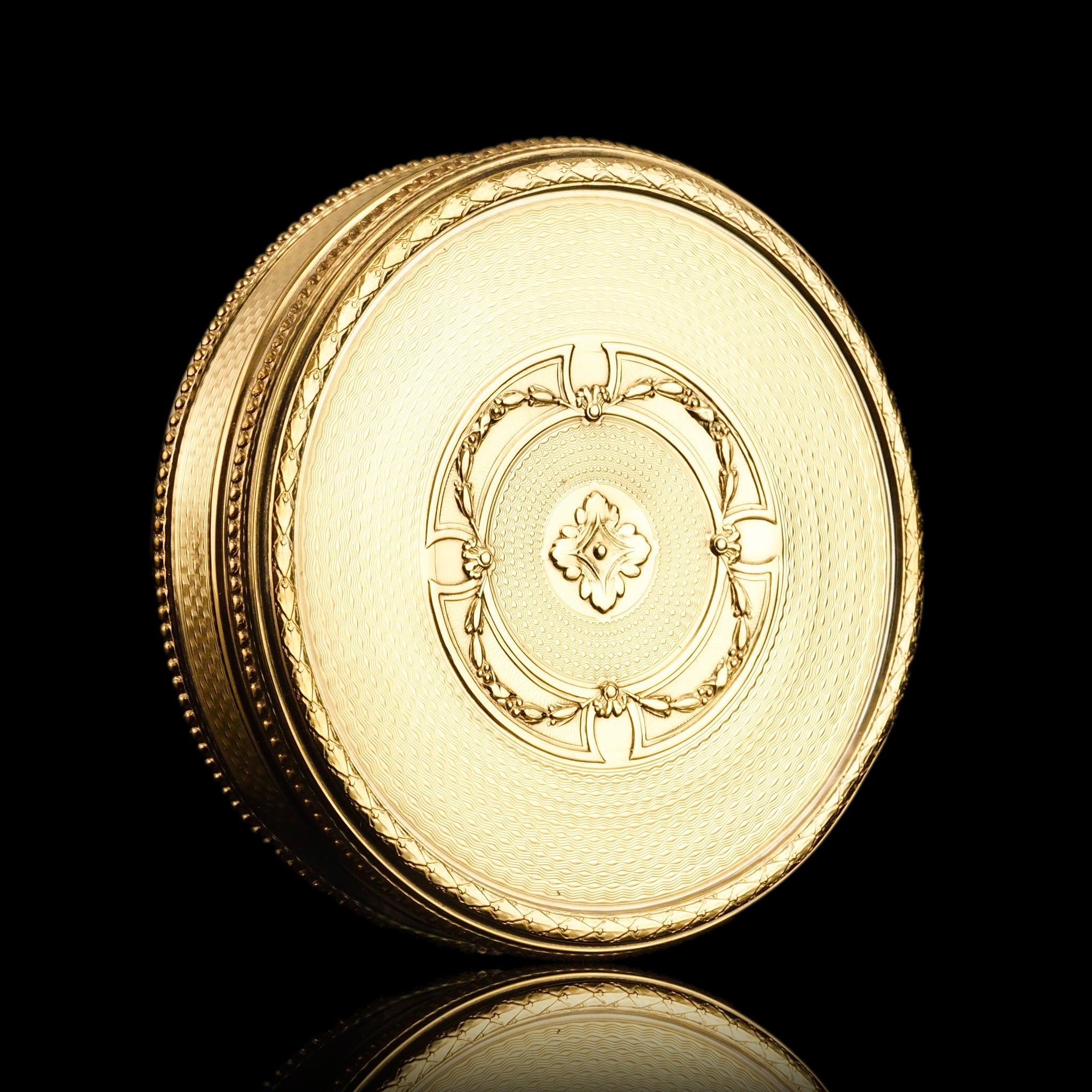 Antique French Large Solid Silver Gilt Circular Snuff Box/Tobacco Box ...