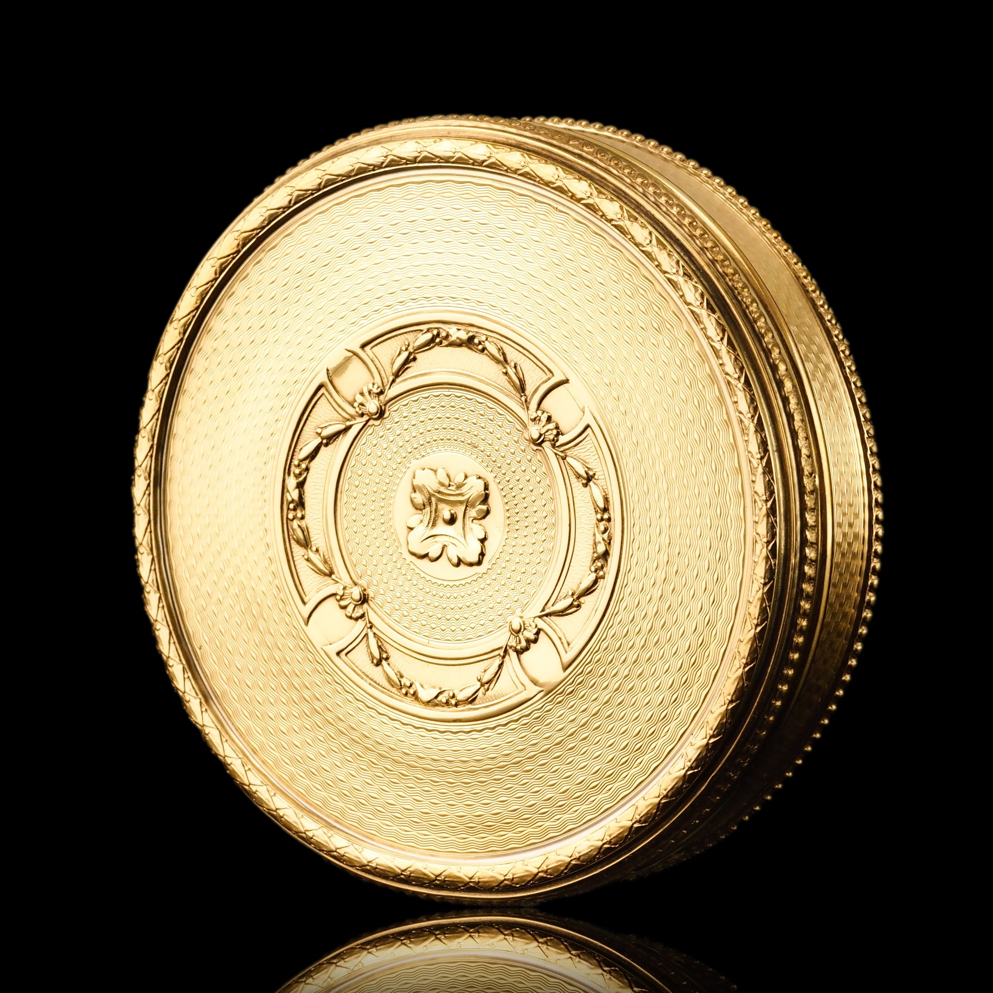 Antique French Large Solid Silver Gilt Circular Snuff Box/Tobacco Box ...