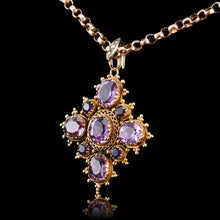 Load image into Gallery viewer, Antique Georgian 18K Gold Amethyst Pendant Necklace Cannetille - c.1820

