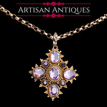 Load image into Gallery viewer, Antique Georgian 18ct Gold Amethyst Pendant Necklace Cannetille - c.1820
