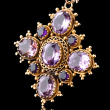 Load image into Gallery viewer, Antique Georgian 18K Gold Amethyst Pendant Necklace Cannetille - c.1820
