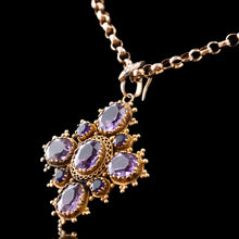Load image into Gallery viewer, Antique Georgian 18K Gold Amethyst Pendant Necklace Cannetille - c.1820
