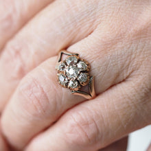 Load image into Gallery viewer, Antique Georgian Diamond Ring with Flower Cluster Design 9K Gold - c.1830
