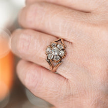 Load image into Gallery viewer, Antique Georgian Diamond Ring with Flower Cluster Design 9K Gold - c.1830
