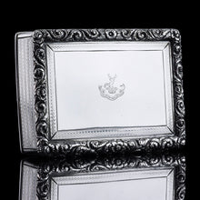 Load image into Gallery viewer, Antique Georgian Solid Silver Large Table Snuff Box Floral Chased Border - Joseph Willmore 1832
