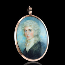 Load image into Gallery viewer, Antique Georgian Portrait Miniature Pendant 14K Gold Frame - c.1800
